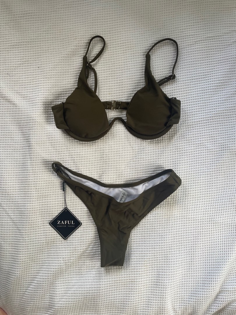 Zaful Army Green Bikini Women S Fashion Swimwear Bikinis Swimsuits