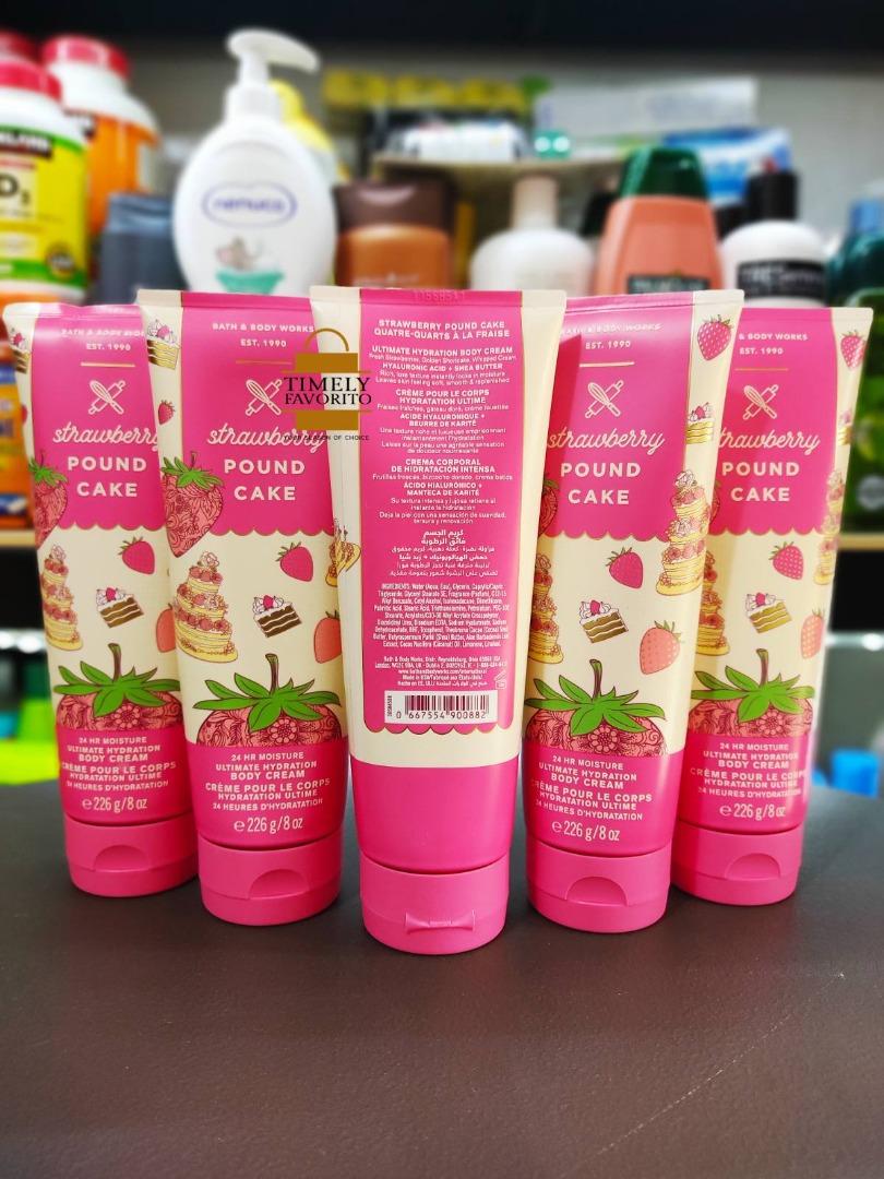 Bbw Strawberry Pound Cake Fine Fragrance Mist Body Cream Pink
