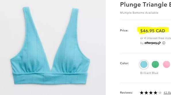 Aerie Jacquard Longline Scoop Bikini Top Green Fesyen Wanita Pakaian