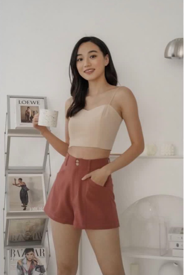 Bnwt Mikayla Isabella V Sweetheart Crop Top In Nude Xs Women S