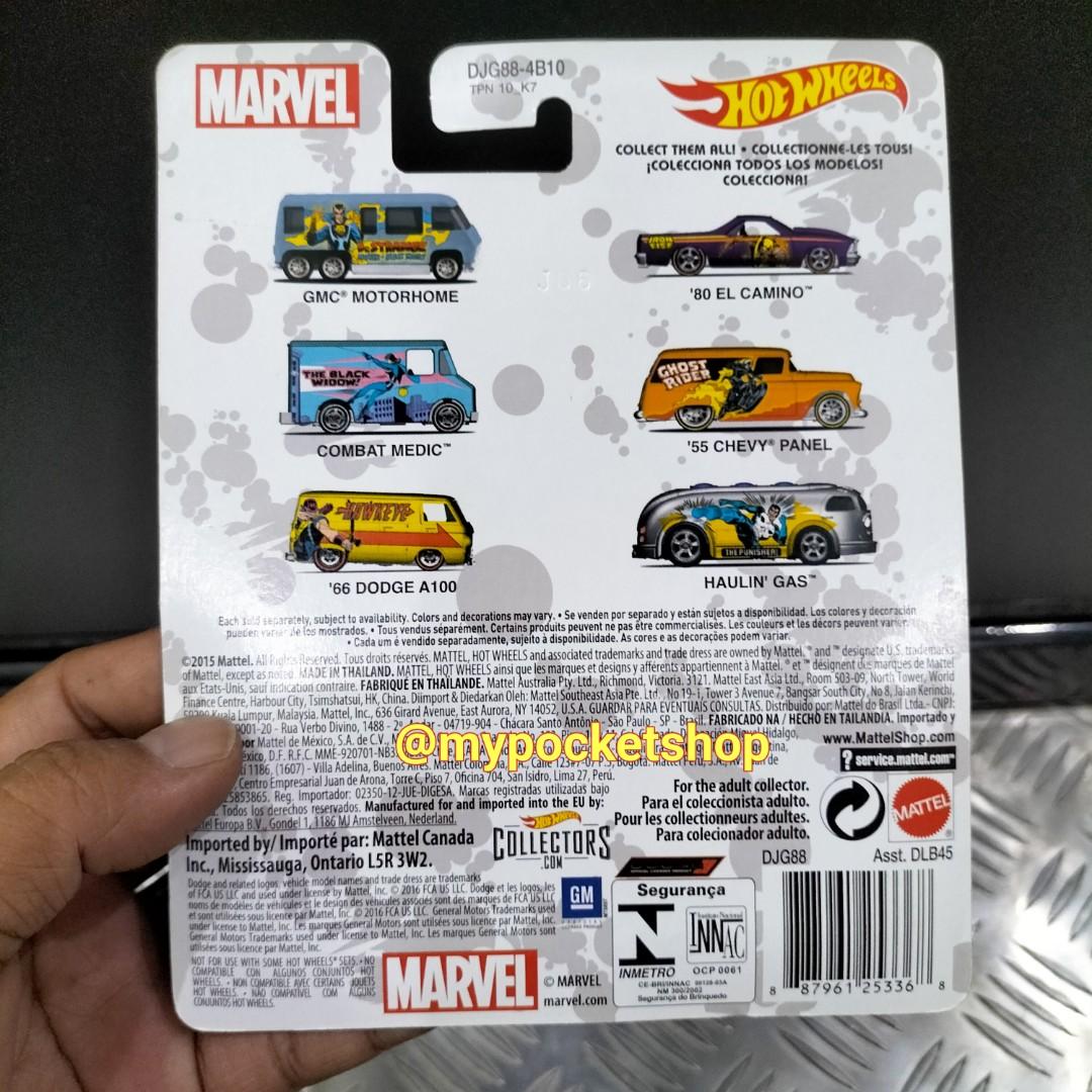 RESERVED Hot Wheels HAULIN GAS Punisher 2016 Hotwheels Pop Culture MARVEL Hobbies