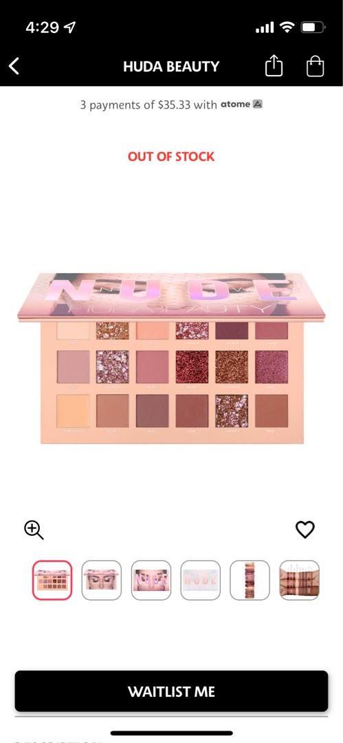 Huda Beauty Nude Eyeshadow Palette Beauty Personal Care Face