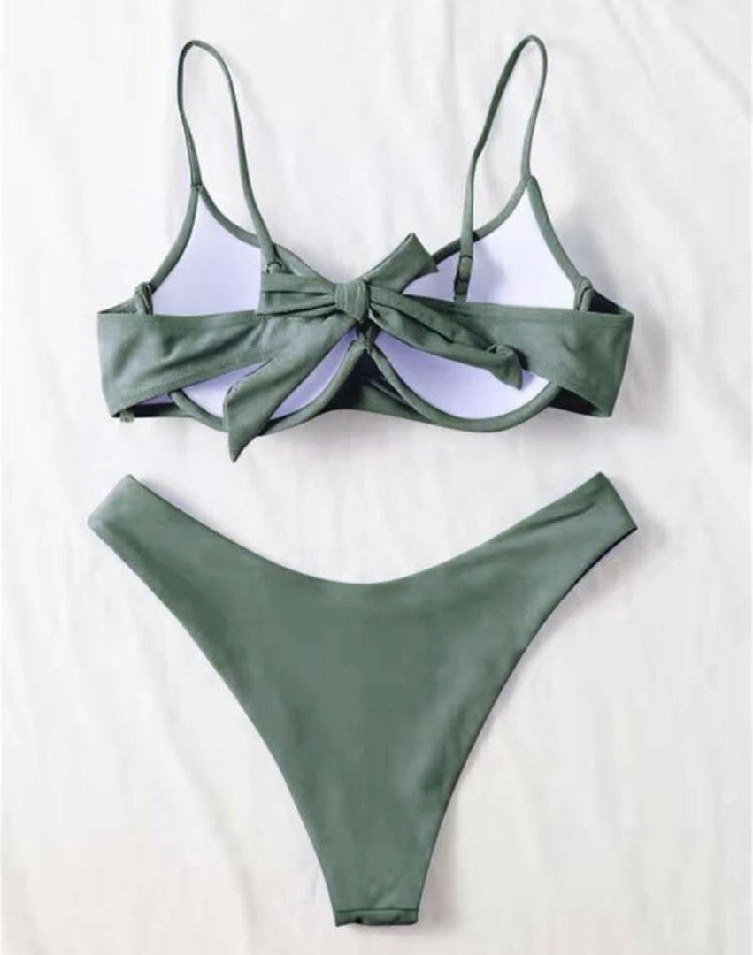 Push Up Bikini In Sage Green Women S Fashion Swimwear Bikinis Swimsuits On Carousell