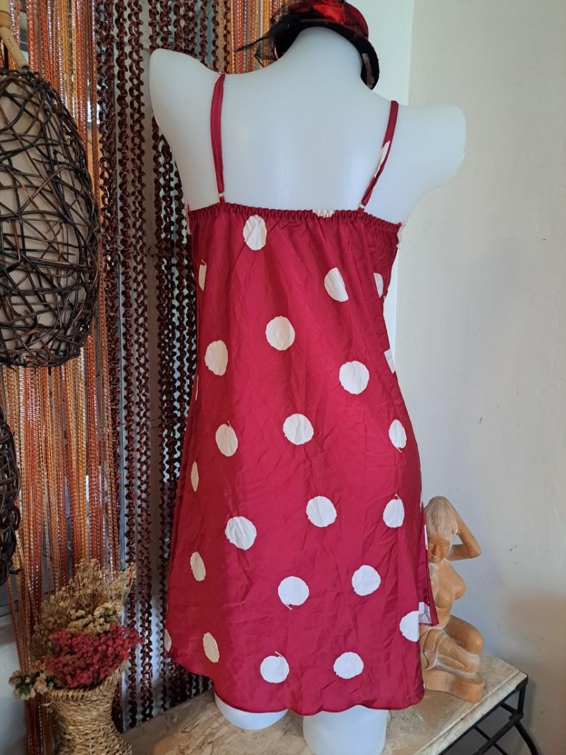 Small Red Polka Dot Lingerie Nightgown Women S Fashion Undergarments