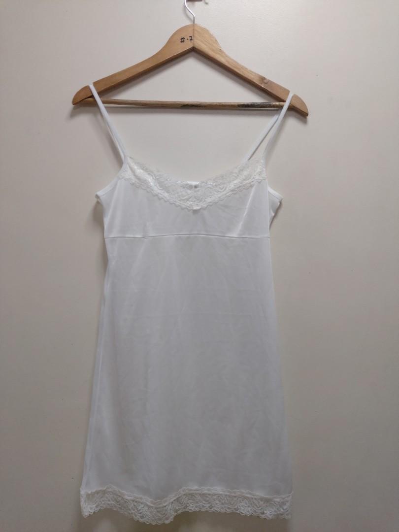 Mk Klein White See Through Silk And Lace Lingerie Dress Women S Fashion Undergarments