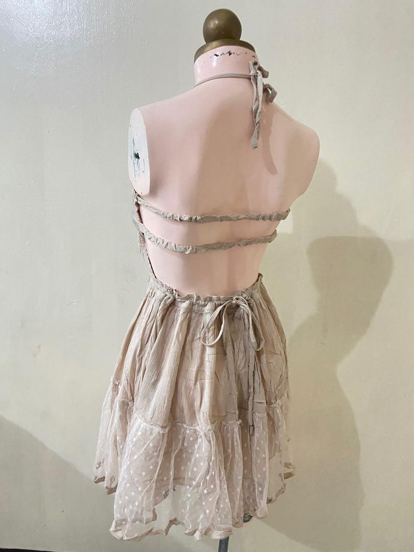 Nude Smocked Backless Dress Women S Fashion Dresses Sets Dresses On Carousell