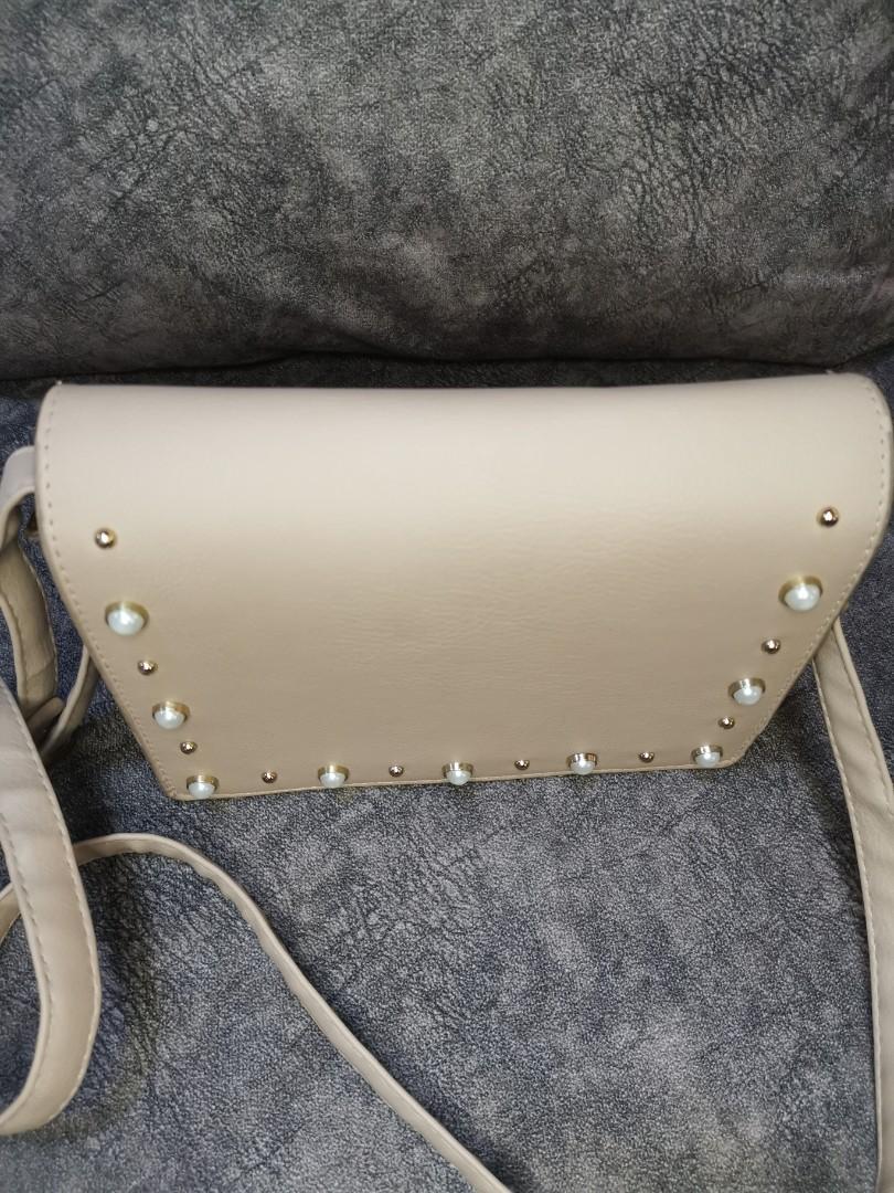 Primark Nude Pink Pearl Studded Flap Bag Women S Fashion Bags