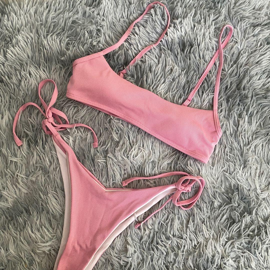 Pink Sexy Padded Tie Bikini Women S Fashion Swimwear Bikinis Swimsuits On Carousell