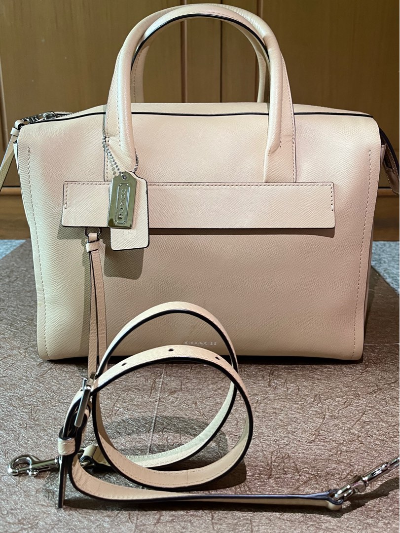 Coach Blicker Riley Top Handle In Saffiano Leather Nude Barang Mewah