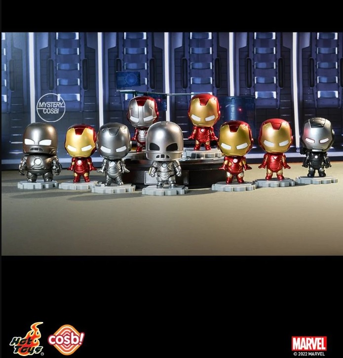 Hot Toys CBX022 IRON MAN 3 IRON MAN COSBI BOBBLE HEAD COLLECTION SERIES 1 Case Of 8 Blind