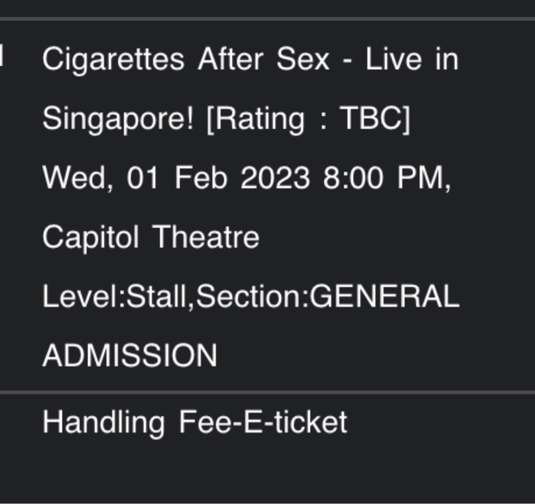 Lf Cigarettes After Sex Standing Ticket Announcements On Carousell