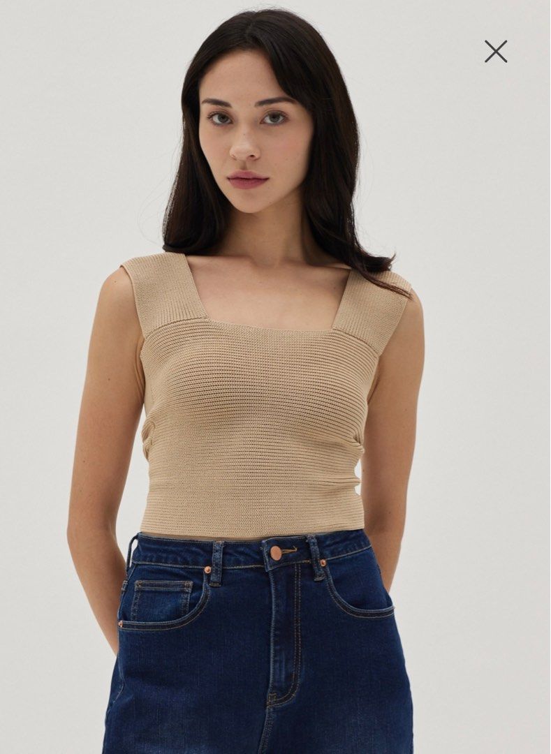 Love Bonito Lb Febby Knit Reversible Crop Top In Nude Women S Fashion