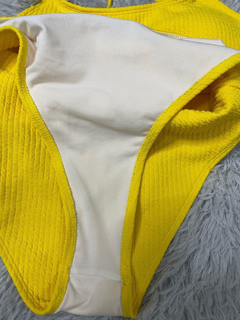 SHEIN Yellow Two Piece Bikini Women S Fashion Swimwear Bikinis Swimsuits On Carousell