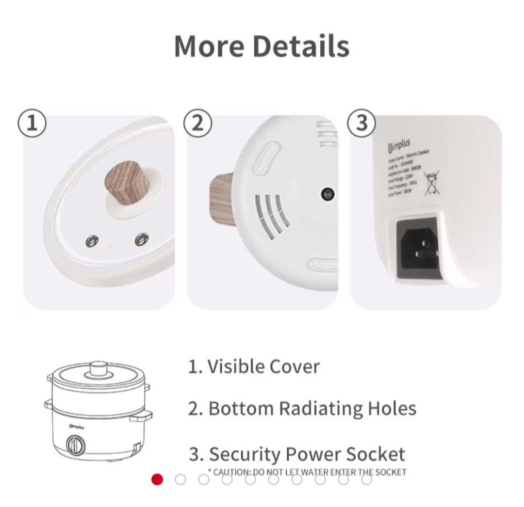 Simplus Electric Cooker Steamer Multicooker Hot Pot Frying Pan Soup Pot