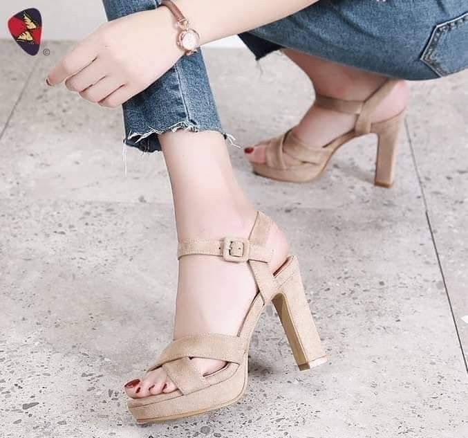 Nude Block Heels Women S Fashion Footwear Heels On Carousell