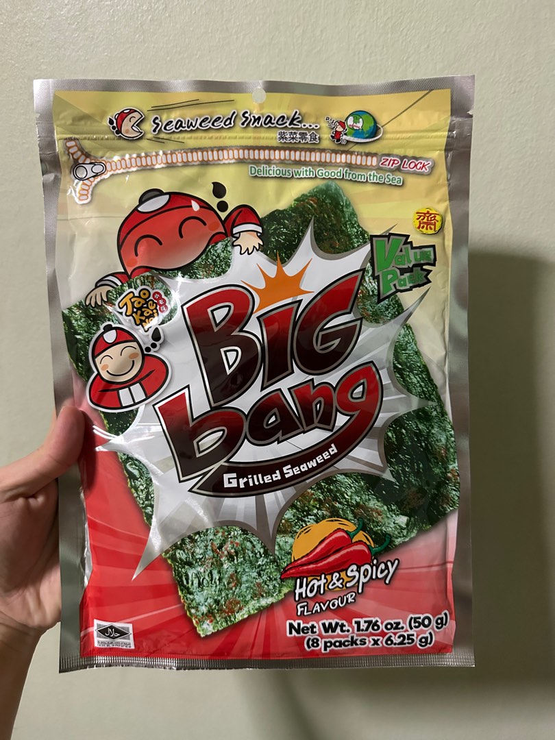 Ttao Kae Noi Big Bang Grilled Seaweed Hot Spicy Flavor Packs Inside Food Drinks
