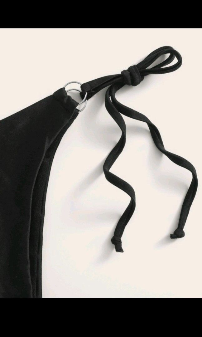 Black String Tie Bikini Women S Fashion Swimwear Bikinis Swimsuits On Carousell