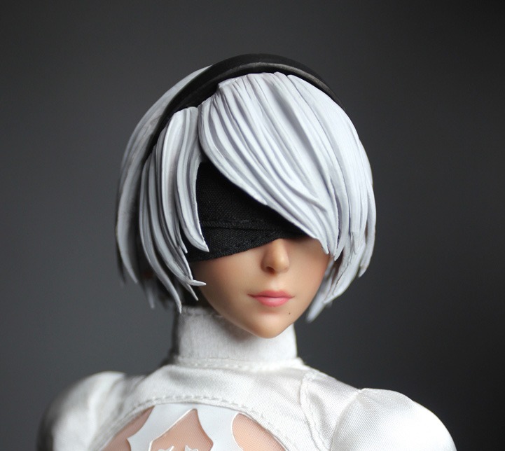 Super Duck SET Nier Automata B Head Sculpt Carved Model Cosplay Series For Hot Toys