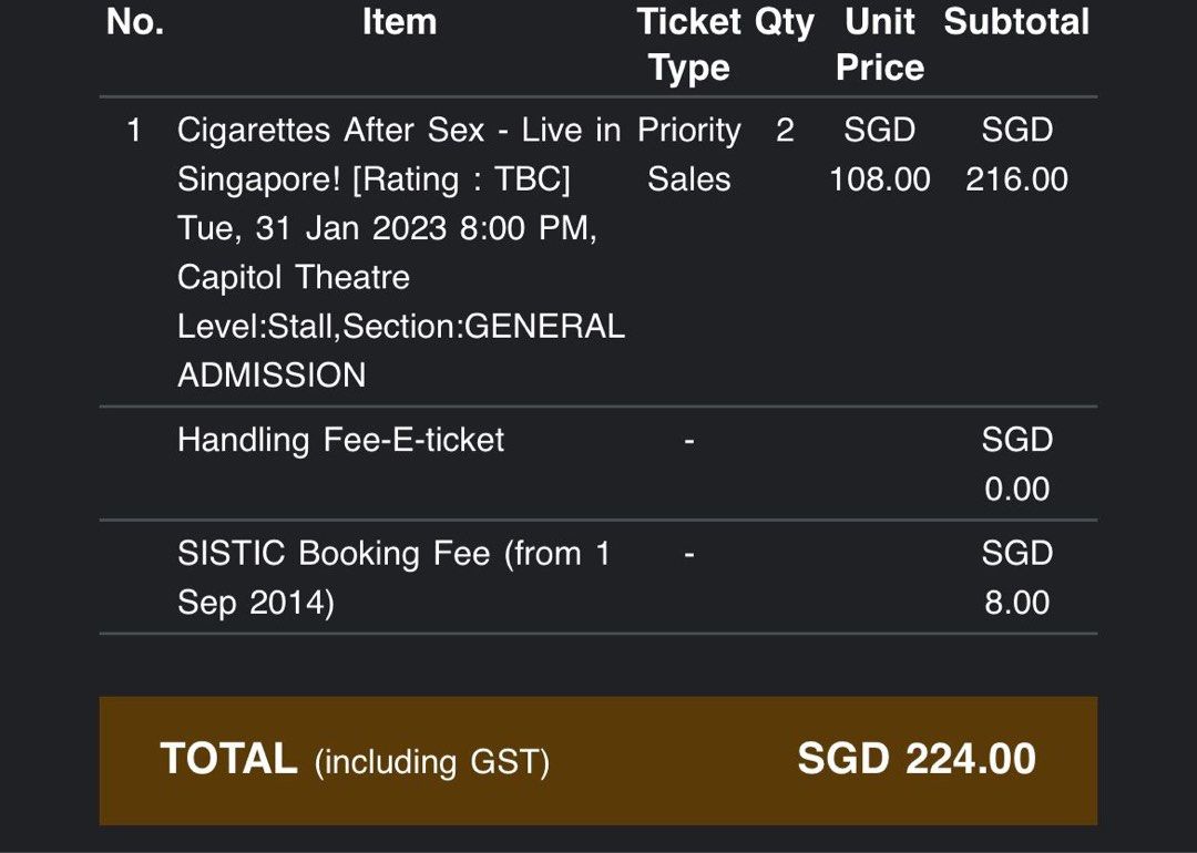 Cigarettes After Sex Standing Tickets Tickets Vouchers Event