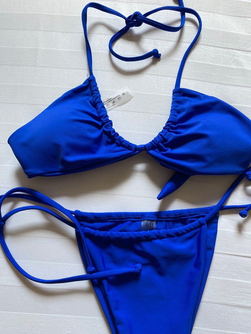 Shein Royal Blue Self Tie Bikini Halter Top Women S Fashion Swimwear