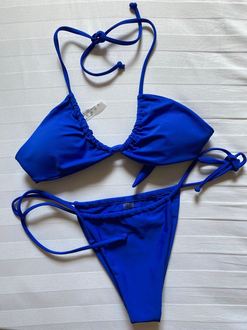 Shein Royal Blue Self Tie Bikini Halter Top Women S Fashion Swimwear