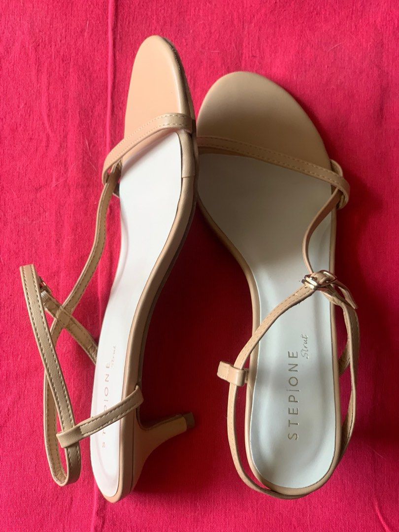 Nude Kitten Heels With Straps Women S Fashion Footwear Heels On Carousell