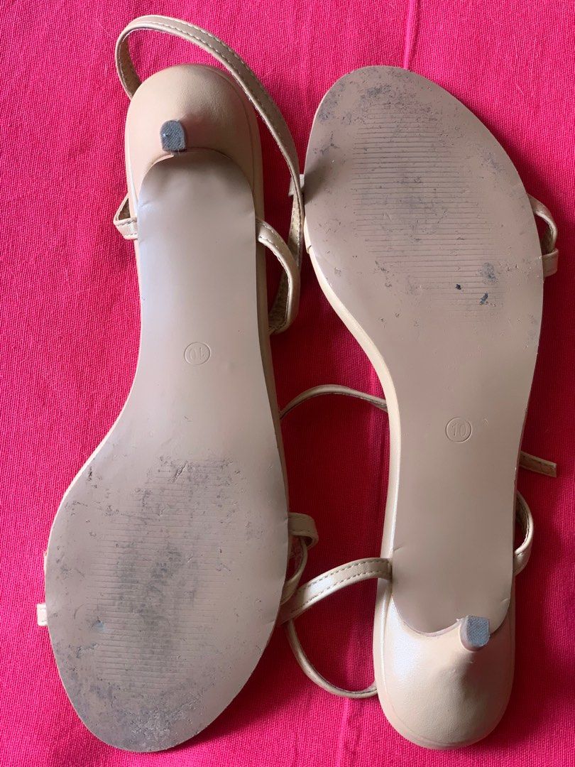 Nude Kitten Heels With Straps Women S Fashion Footwear Heels On Carousell