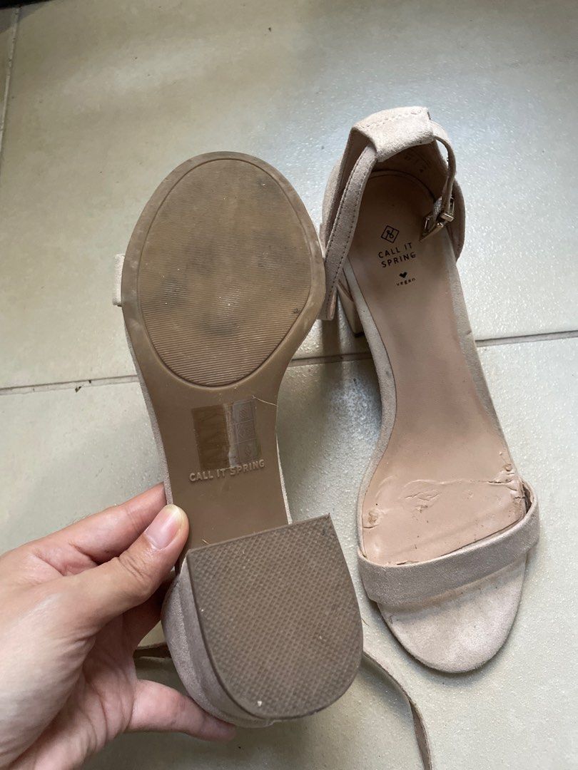 Nude Block Heels Women S Fashion Footwear Flats Sandals On Carousell