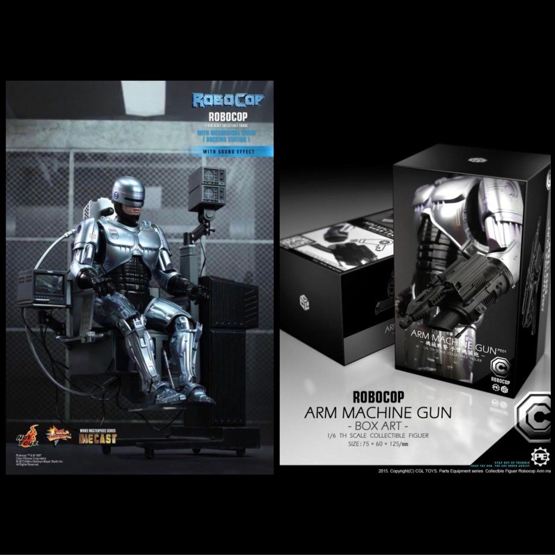 Hot Toys Robocop Figure With Mechanical Chair Docking Station Mms D Plus Arm Machine Gun