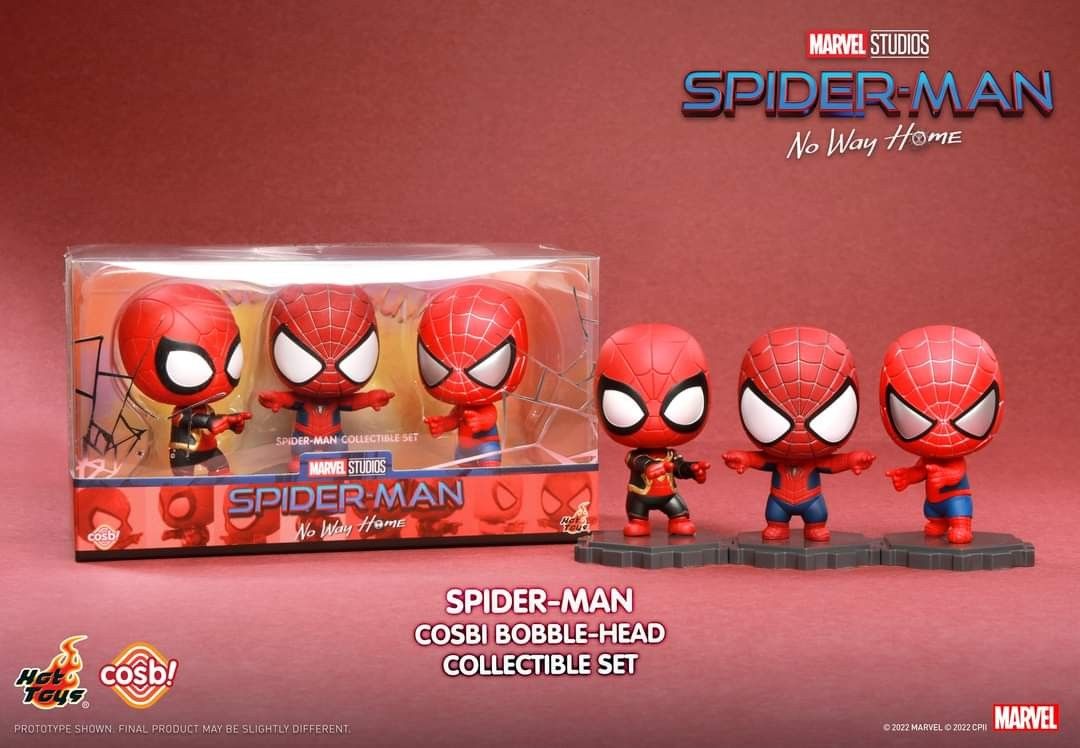 Ready Stocks Hot Toys Spiderman No Way Home Spiderman 3 Piece Cosbaby Cosbi Collectible Set