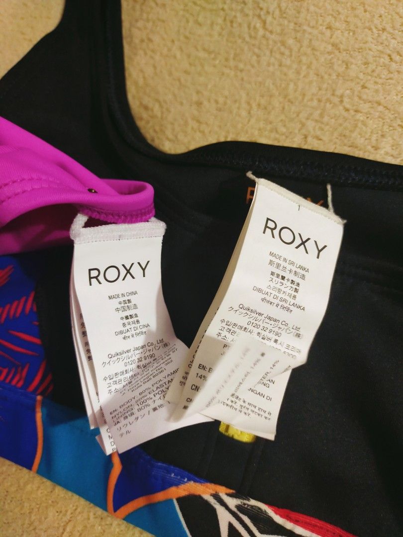 Roxy Pop Surf Polynesia Zip Up X Essentials Two Piece Bikini Swimsuit