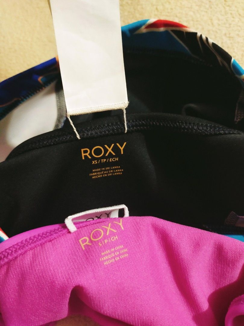 Roxy Pop Surf Polynesia Zip Up X Essentials Two Piece Bikini Swimsuit
