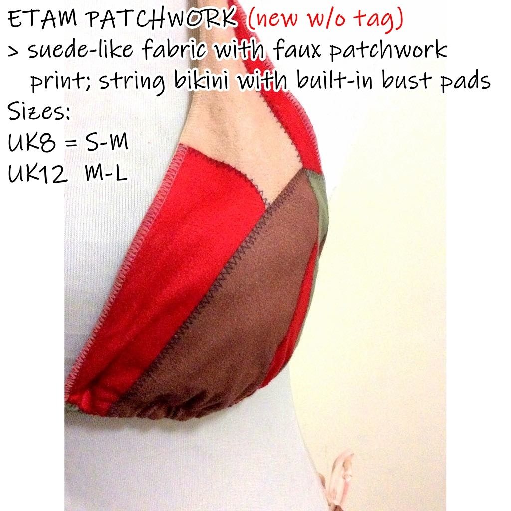 Etam Two Piece Swimsuit Patchwork Triangle String Bikini Swimwear