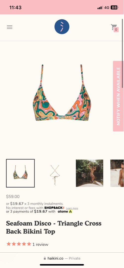 Haikini Seafoam Disco Triangle Cross Back Bikini Top Women S Fashion