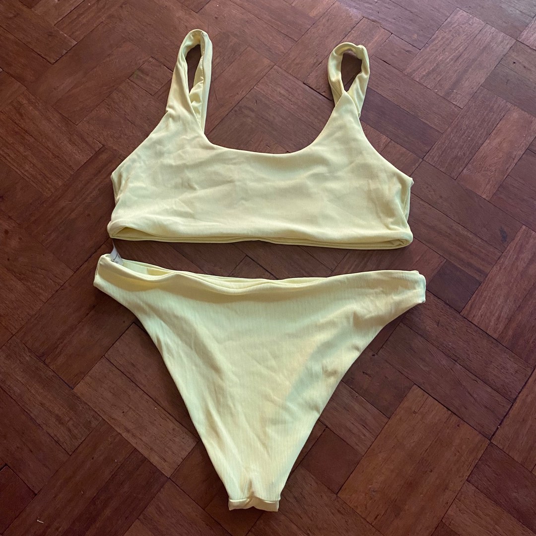 Shein Neon Yellow Bikini Set Women S Fashion Swimwear Bikinis