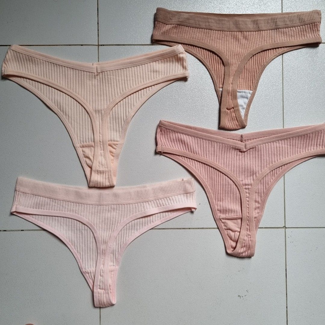 New Nude Shades Cotton Thongs Set Women S Fashion New