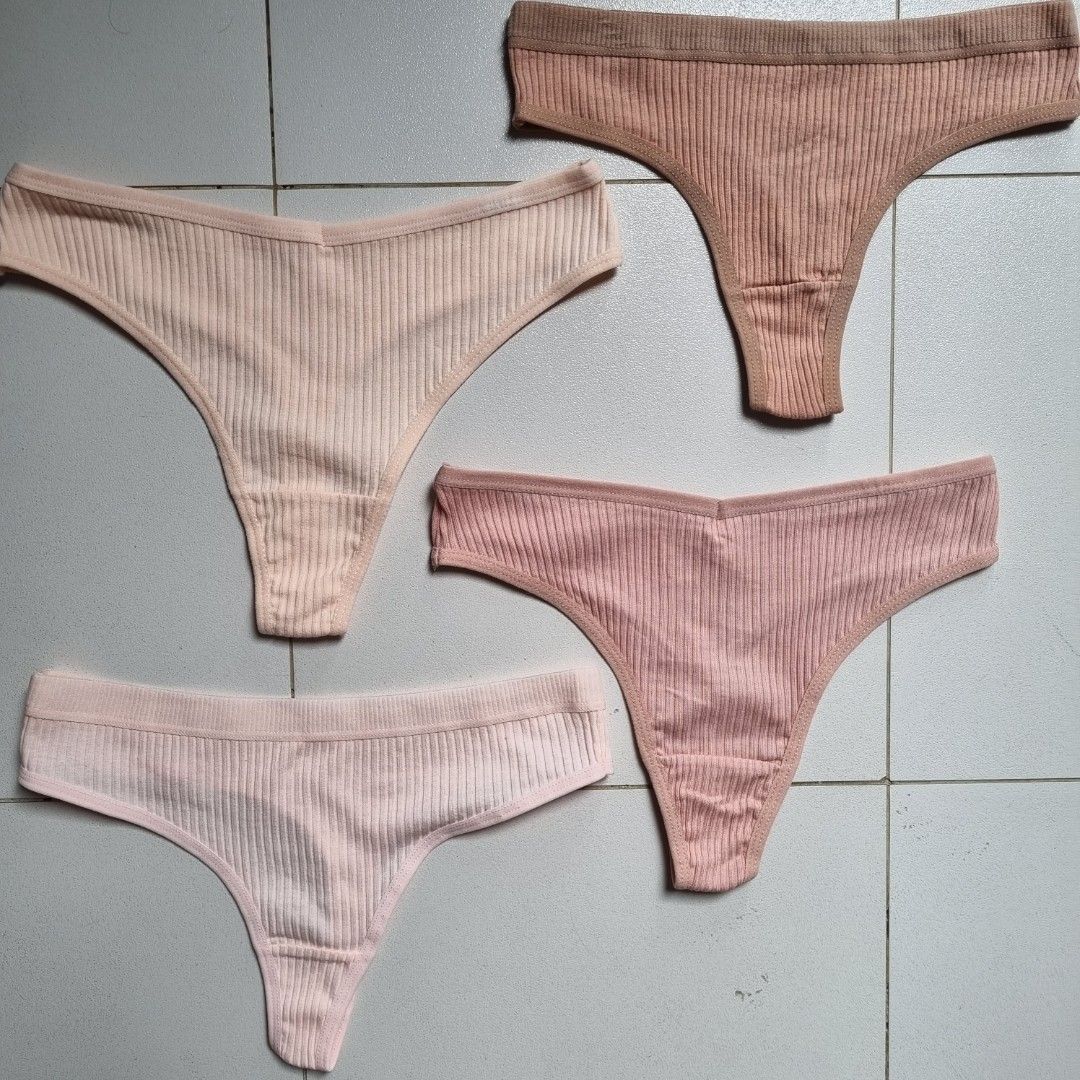 New Nude Shades Cotton Thongs Set Women S Fashion New