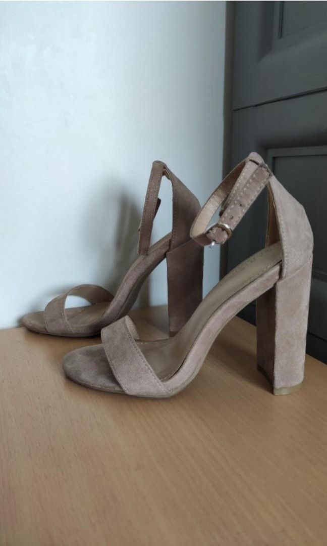 Parisian Nude Block Heels Women S Fashion Footwear Heels On Carousell