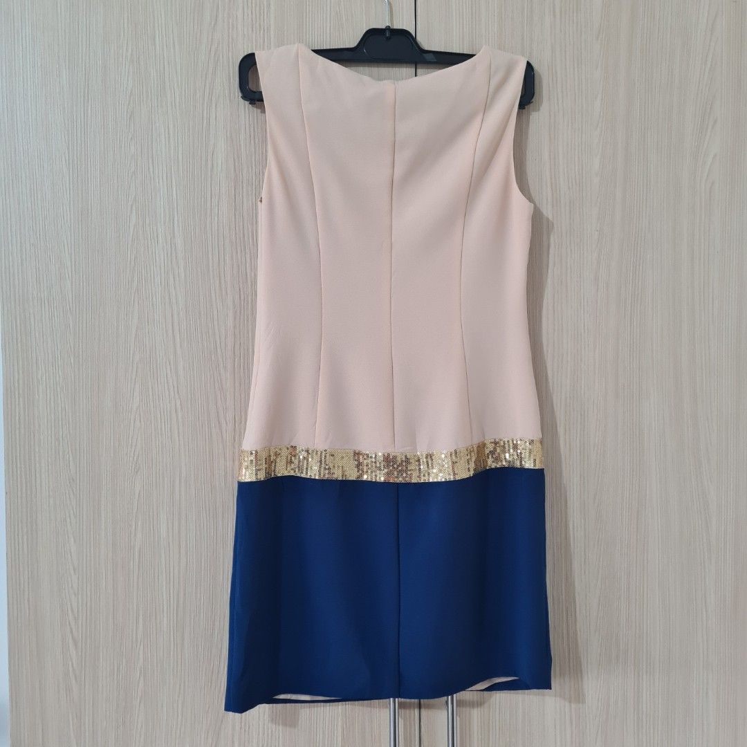 Vero Moda Nude With Gold Sequin Mini Dress Women S Fashion Dresses Sets Dresses On Carousell