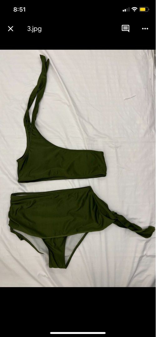 Olive Green One Shoulder Bikini Top S Women S Fashion Swimwear