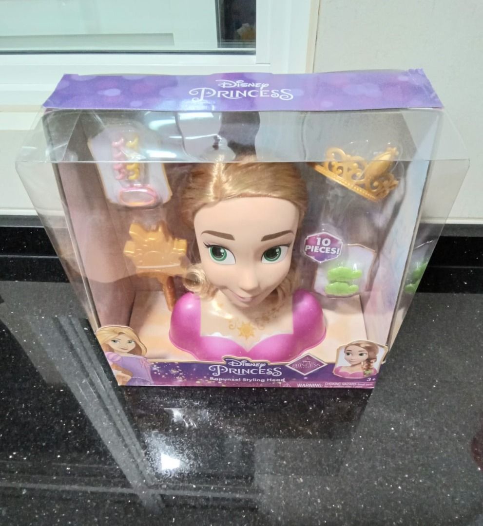 Disney Princess Rapunzel Styling Head Blonde Hair 10 Piece Pretend Play Set Authentic