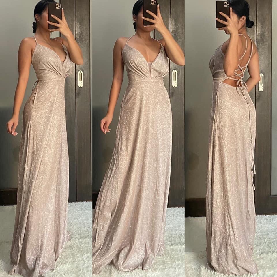 Nude Glittery Gown Women S Fashion Dresses Sets Evening Dresses