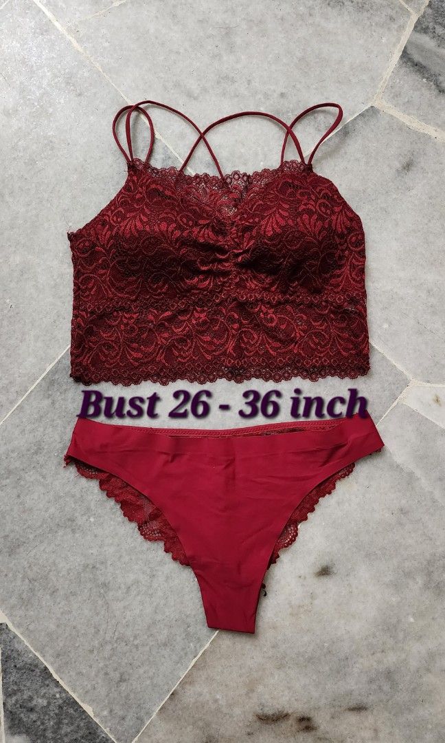 Maroon Lingerie Set Women S Fashion New Undergarments Loungewear On Carousell