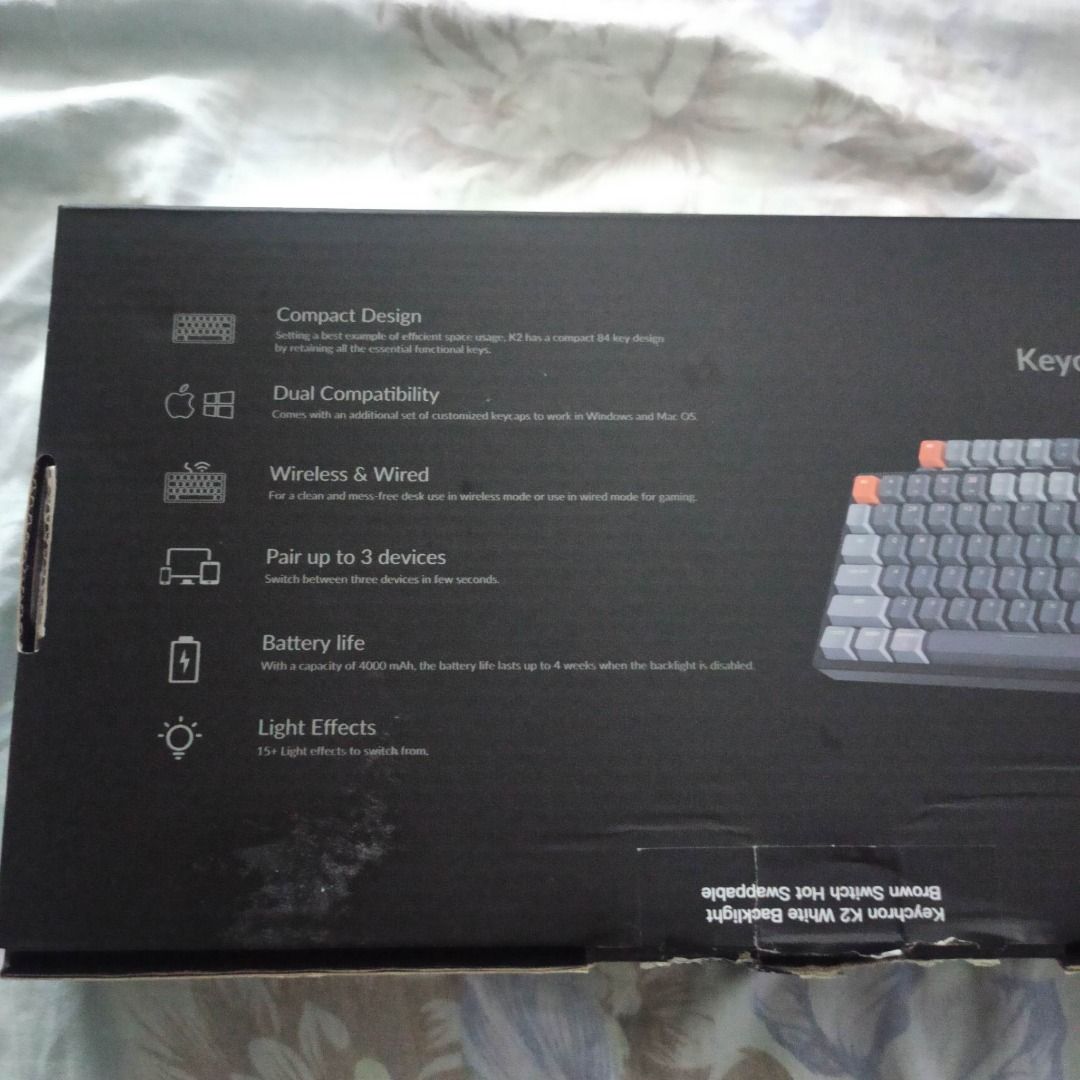 Keychron K Gateron Hot Swappable Mechanical Keyboard White LED Wired Bluetooth Preloved