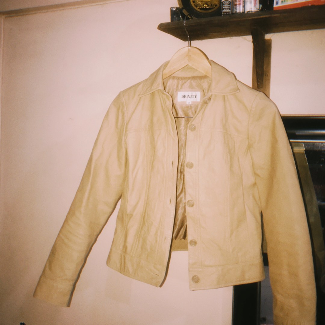 Nude Leather Jacket Women S Fashion Coats Jackets And Outerwear On Carousell