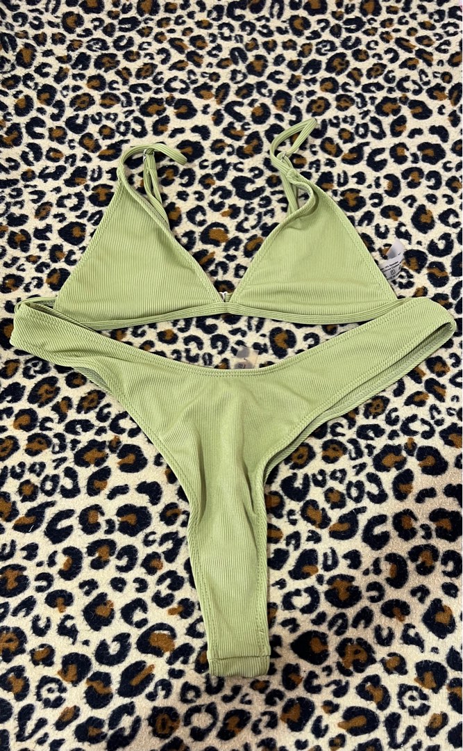 Plain Triangle Thong Bikini Swimsuit Women S Fashion Swimwear Bikinis Swimsuits On Carousell