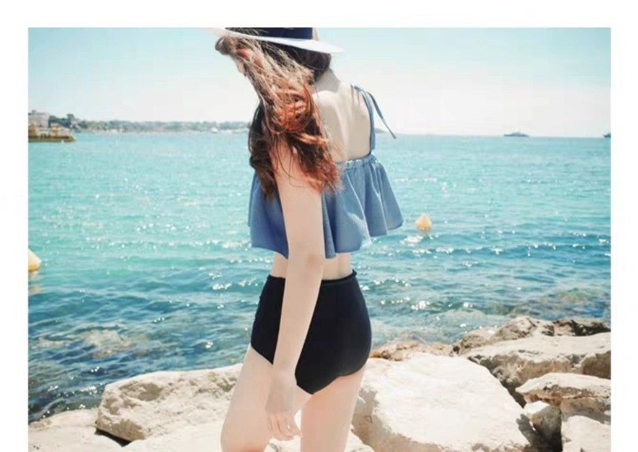 Blue Ruffles Bikini Set Women S Fashion Swimwear Bikinis Swimsuits