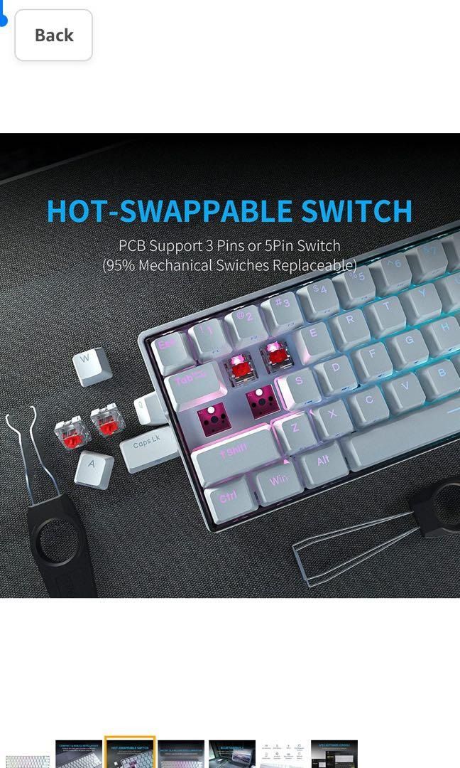 Kemove Snowfox Wired Wireless Mechanical Gaming Keyboard Compatible With Mac Windows Hot