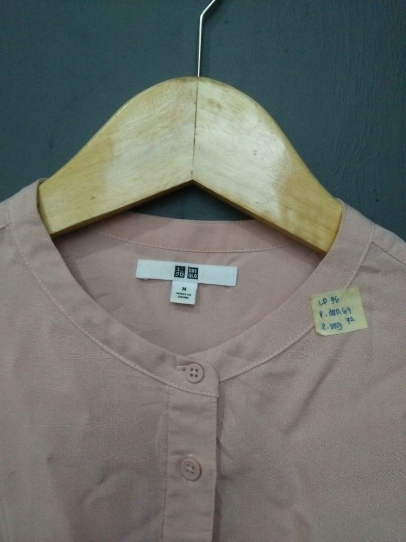 Uniqlo Blouse Kemeja Pink Nude Fesyen Wanita Pakaian Wanita Atasan