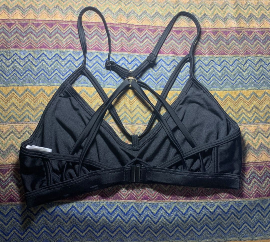 Piha Black Underwire Cage Straps Bralette Brazilian Tie Side Bikini